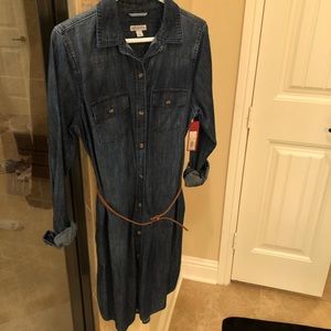 Merona t-shirt belted Jean dress size S w/ pockets